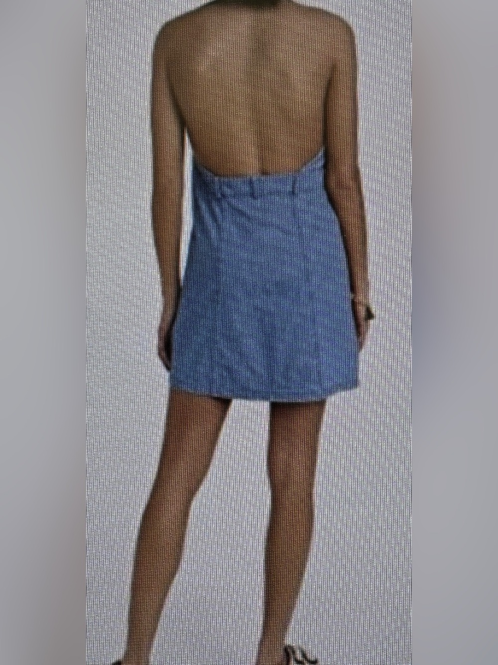 Free People Sami Denim Cotton Halter Mini Dress Backless Women L Country Western - Picture 4 of 15